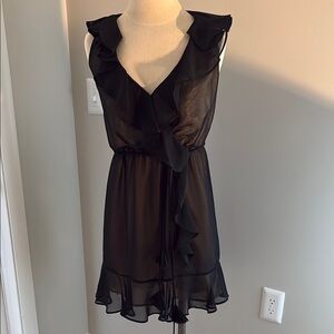 Chelsea & Violet Black Ruffled Mini Dress